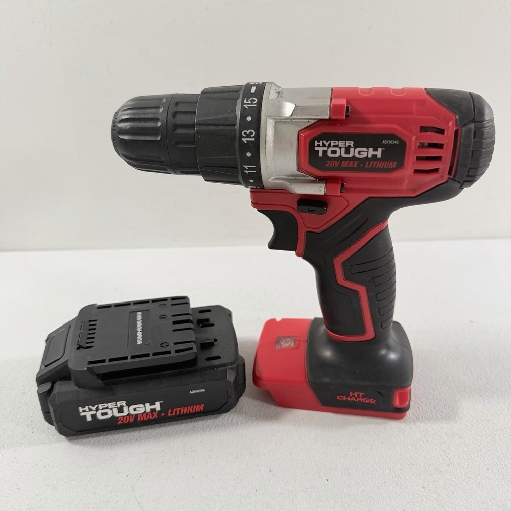 Hyper Tough 20V 3/8" Cordless Drill Driver W/ Battery TESTED WORKING